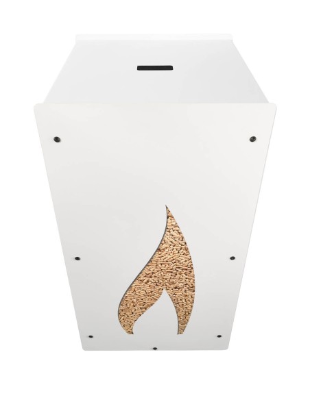 stockage pellets flamme en blanc