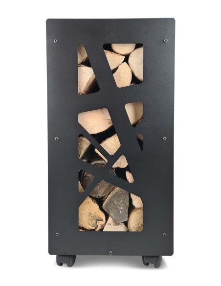 rangement de bûches de bois et de bois compressé