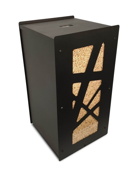 Réservoir à pellets design pour l'intérieur de la maison