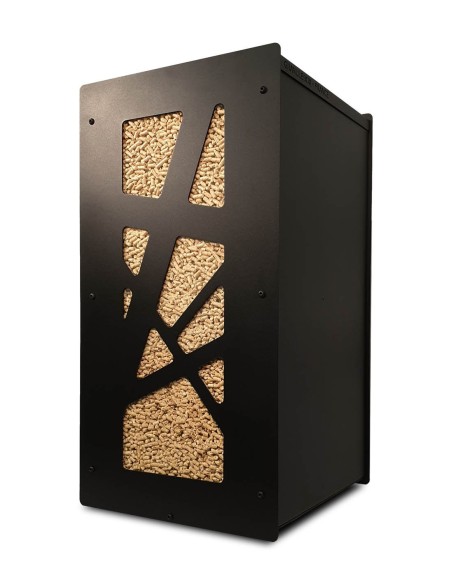 Réservoir à pellets design pour l'intérieur de la maison