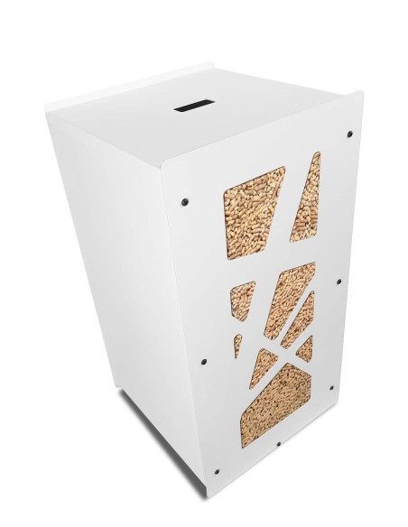 réservoir granulés de bois en acier blanc