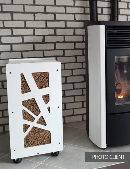 rangement granulés de bois avec filtre à poussière