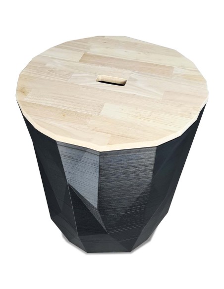 meuble de rangement granulés de bois design avec couvercle en bois