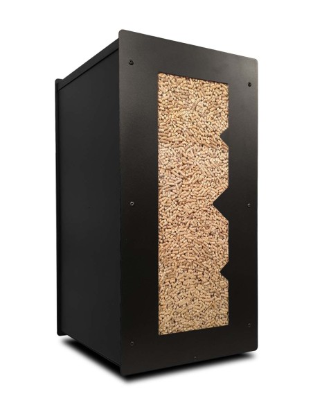 meuble de rangement pellets avec tamis et roulettes