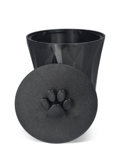Boîte à croquettes design Apie noire avec poignée patte de chat 2