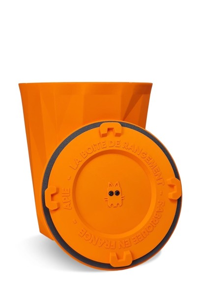 ranger les croquettes de chats ou de chien dans une boite hermétique orange