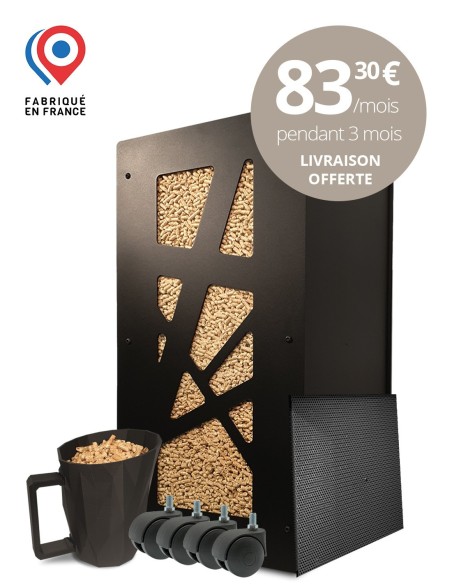 Réservoir à pellets design pour l'intérieur de la maison