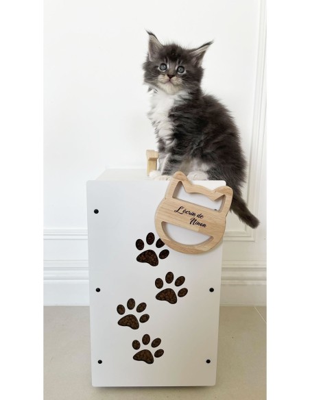 boite à croquette acier design blanche pour chat