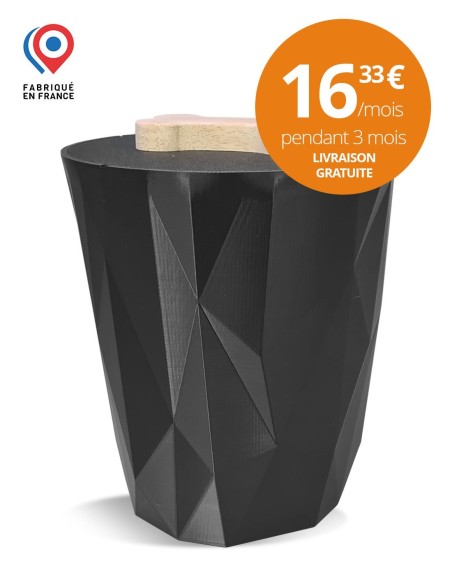 Boîte à croquettes design Apie noire avec poignée patte de chat