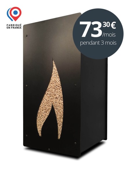 Meuble de rangement granulés bois 55kg – Granulebox Flamme Noir