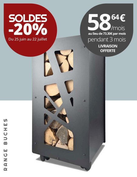 Panier à bûches de bois et bûche de bois compressées