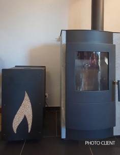 Meuble de rangement granulés bois 55kg – Granulebox Flamme Noir 2