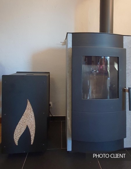 meuble de stockage granulés de bois design