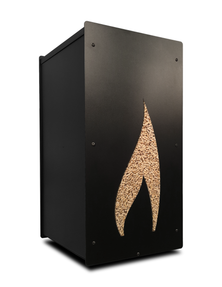 coffre de rangement pour les granulés de bois flamme noir
